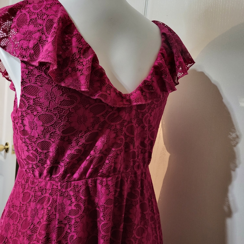Torrid Pink Fuchsia Lace Knee-Lenght Dress - Picture 12 of 16